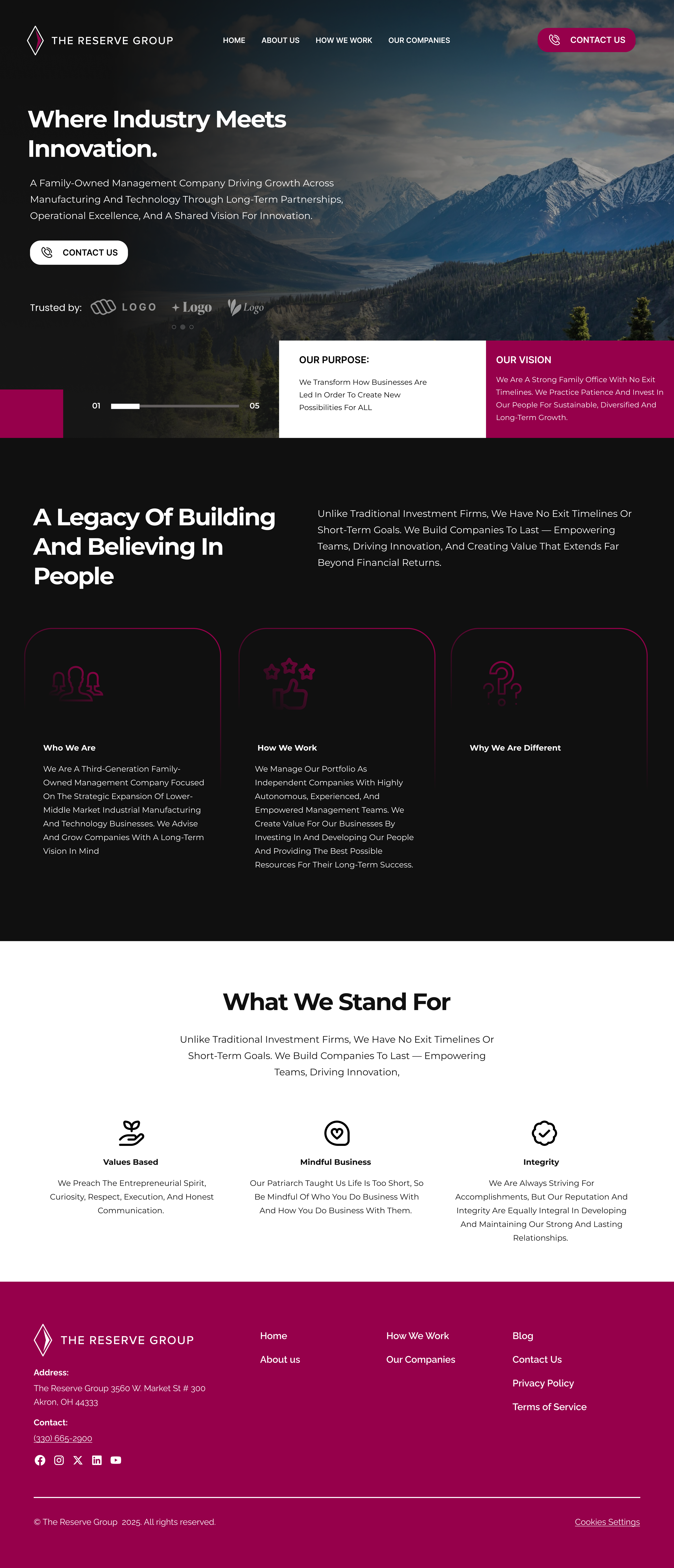 The Reserve Group — Homepage Refresh Mockup